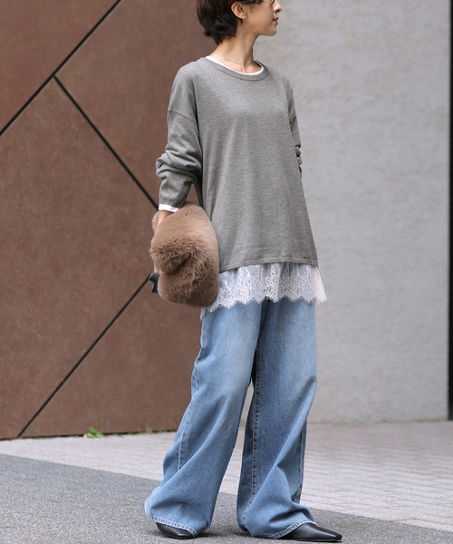 JOURNAL STANDARD relume（ジャーナルスタンダード　レリューム）の「［2枚セット］3WAYレースヘムレイヤードプルオーバー（ニット/セーター・レディース・チャコールグレー/ベージュ/グレー・FREE）」の13枚目の写真