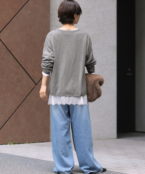 JOURNAL STANDARD relume（ジャーナルスタンダード　レリューム）の「［2枚セット］3WAYレースヘムレイヤードプルオーバー（ニット/セーター・レディース・チャコールグレー/ベージュ/グレー・FREE）」の15枚目の写真