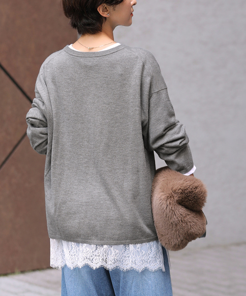 JOURNAL STANDARD relume（ジャーナルスタンダード　レリューム）の「［2枚セット］3WAYレースヘムレイヤードプルオーバー（ニット/セーター・レディース・チャコールグレー/ベージュ/グレー・FREE）」の19枚目の写真