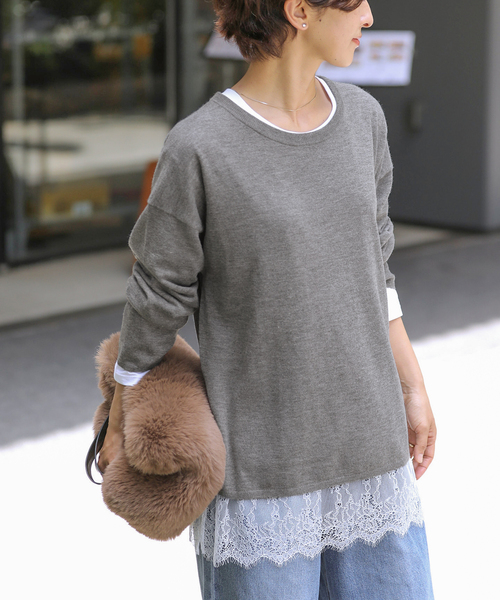 JOURNAL STANDARD relume（ジャーナルスタンダード　レリューム）の「［2枚セット］3WAYレースヘムレイヤードプルオーバー（ニット/セーター・レディース・チャコールグレー/ベージュ/グレー・FREE）」の20枚目の写真