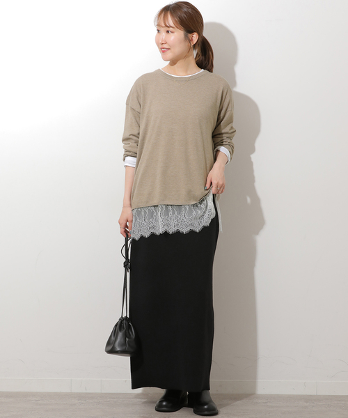 JOURNAL STANDARD relume（ジャーナルスタンダード　レリューム）の「［2枚セット］3WAYレースヘムレイヤードプルオーバー（ニット/セーター・レディース・チャコールグレー/ベージュ/グレー・FREE）」の22枚目の写真