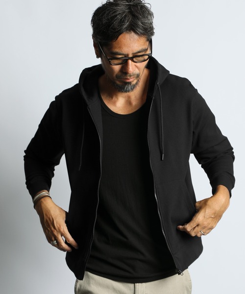 The DUFFER of ST.GEORGE(ザダファーオブセントジョージ)の「「AIR FLEX」MINI WAFFLE ZIP PARKA:機能素材 「エアフレックス」ミニワッフル ジップパーカー(パーカー・メンズ・ホワイト/ブラック/ブルーグレー・X-LARGE/LARGE/MEDIUM/SMALL)」の6枚目の写真
