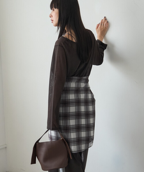 FREAK'S STORE(フリークスストア)の「シアーニットワンピース/シアーワンピ(ワンピース・レディース・ベージュ/チャコールグレー/グレー・フリ-)」の4枚目の写真