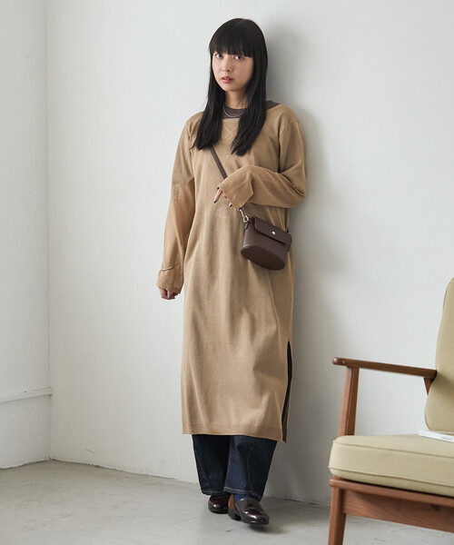 FREAK'S STORE(フリークスストア)の「シアーニットワンピース/シアーワンピ(ワンピース・レディース・ベージュ/チャコールグレー/グレー・フリ-)」の14枚目の写真