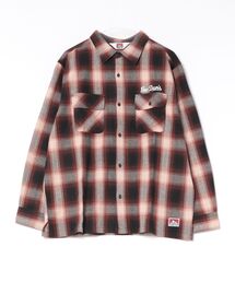 【BEN DAVIS/ベンデイビス】【綿100% ソフトな風合いで着心地◎】バック刺繍ネルチェックシャツ レギュラーカラー 大人カジュアル アメカジ 羽織り ユニセックス