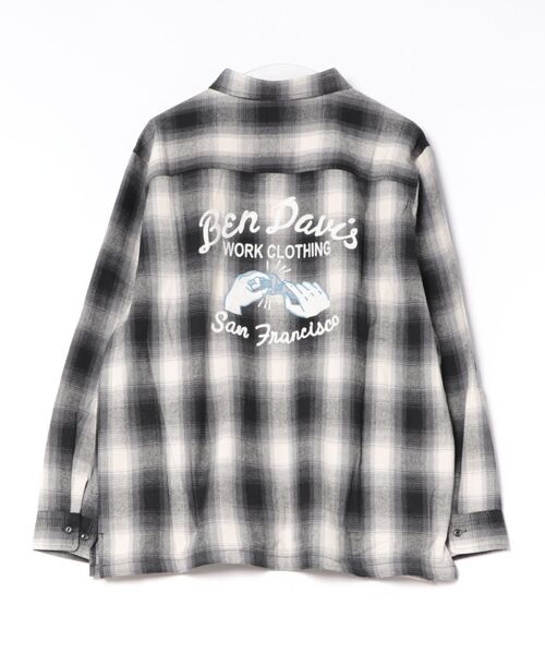 BEN DAVIS(ベンデイビス)の「【BEN DAVIS/ベンデイビス】【綿100% ソフトな風合いで着心地◎】バック刺繍ネルチェックシャツ レギュラーカラー 大人カジュアル アメカジ 羽織り ユニセックス(シャツ/ブラウス・メンズ・ブラック/ブラウン・MEDIUM/LARGE/X-LARGE)」の4枚目の写真