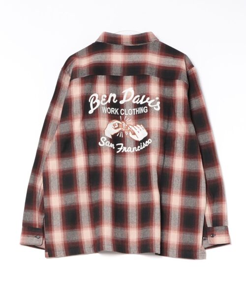 BEN DAVIS(ベンデイビス)の「【BEN DAVIS/ベンデイビス】【綿100% ソフトな風合いで着心地◎】バック刺繍ネルチェックシャツ レギュラーカラー 大人カジュアル アメカジ 羽織り ユニセックス(シャツ/ブラウス・メンズ・ブラック/ブラウン・MEDIUM/LARGE/X-LARGE)」の3枚目の写真