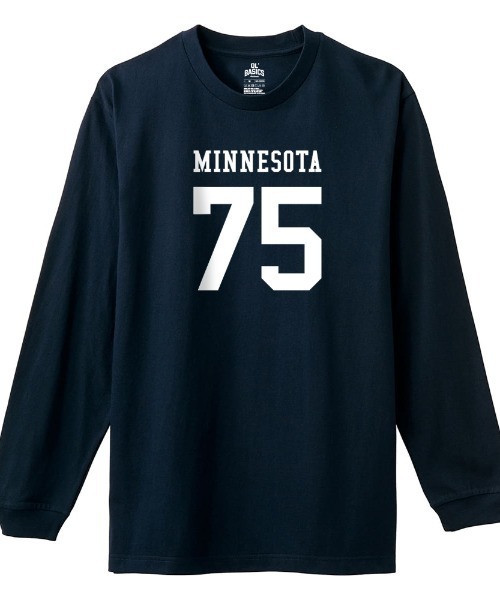 Ol' Basics（オールベーシックス）の「Ol' Basics（オール・ベーシックス） 長袖Tシャツ MINNESOTA ロゴ ナンバリング プリント 袖リブ ロンT ロングTシャツ トップス カットソー メンズ ユニセックス（Tシャツ/カットソー・メンズ・スミクロ/バーガンディー/ネイビー・L/M/XL）」の3枚目の写真