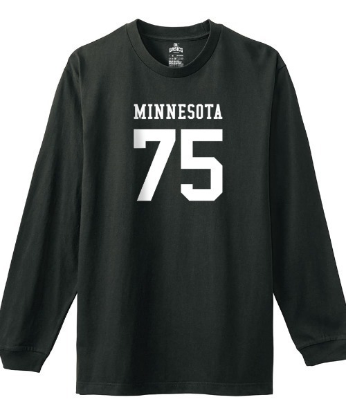 Ol' Basics（オールベーシックス）の「Ol' Basics（オール・ベーシックス） 長袖Tシャツ MINNESOTA ロゴ ナンバリング プリント 袖リブ ロンT ロングTシャツ トップス カットソー メンズ ユニセックス（Tシャツ/カットソー・メンズ・スミクロ/バーガンディー/ネイビー・L/M/XL）」の2枚目の写真