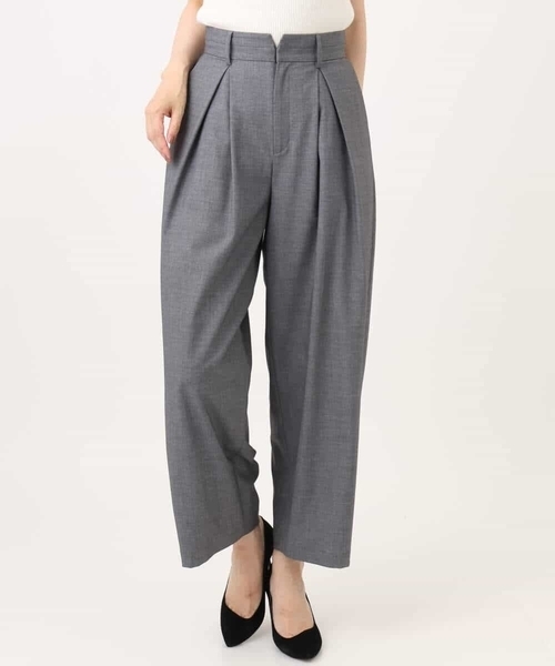 MK MICHEL KLEIN（エムケーミッシェルクラン）の「[洗える]バレル風シルエット梳毛パンツ（スラックス・レディース・ダークグレー/ブラウン・38）」の20枚目の写真