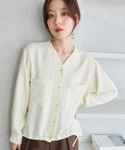 le.coeur blanc(ルクールブラン)の「ウールタッチノーカラードロストブラウス(シャツ/ブラウス・レディース・オフホワイト/グレー/ブラウン・38)」の21枚目の写真