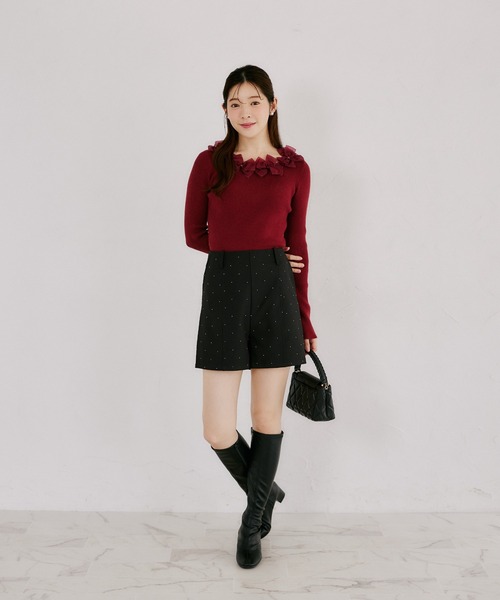 tocco closet(トッコ クローゼット)の「キラキラホットフィックスストレッチショートパンツ(その他パンツ・レディース・モカ/ブラック/ライトベージュ・M)」の4枚目の写真
