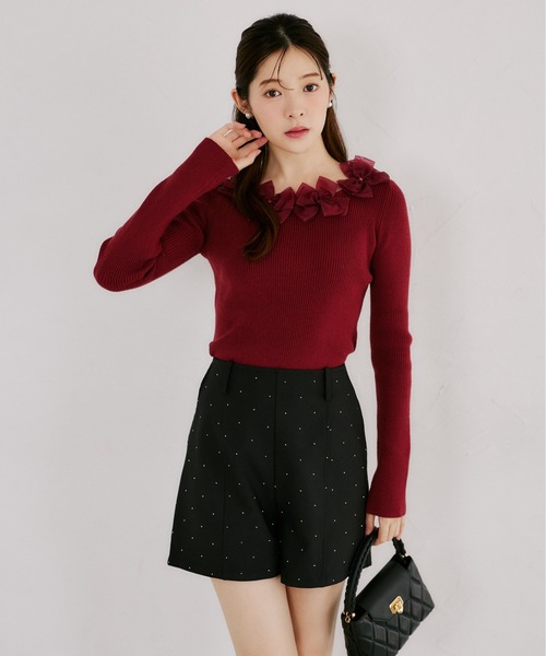 tocco closet(トッコ クローゼット)の「キラキラホットフィックスストレッチショートパンツ(その他パンツ・レディース・モカ/ブラック/ライトベージュ・M)」の6枚目の写真