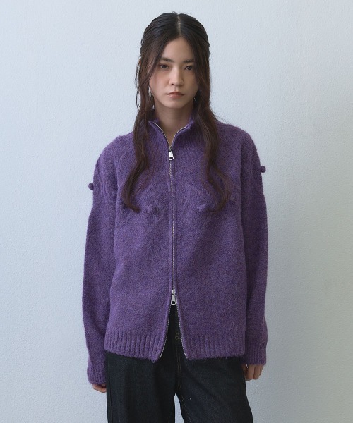 Clum(クルム)の「dimensional dot double zip knit / 立体ドットダブルジップニットカーディガン(ニット/セーター・レディース・パープル・FREE)」の11枚目の写真