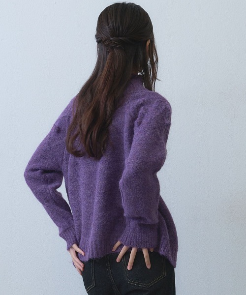 Clum(クルム)の「dimensional dot double zip knit / 立体ドットダブルジップニットカーディガン(ニット/セーター・レディース・パープル・FREE)」の4枚目の写真