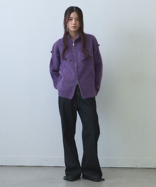Clum(クルム)の「dimensional dot double zip knit / 立体ドットダブルジップニットカーディガン(ニット/セーター・レディース・パープル・FREE)」の5枚目の写真