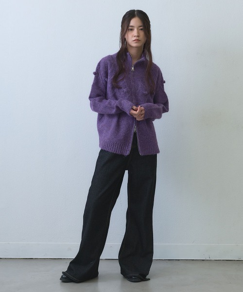 Clum(クルム)の「dimensional dot double zip knit / 立体ドットダブルジップニットカーディガン(ニット/セーター・レディース・パープル・FREE)」の6枚目の写真