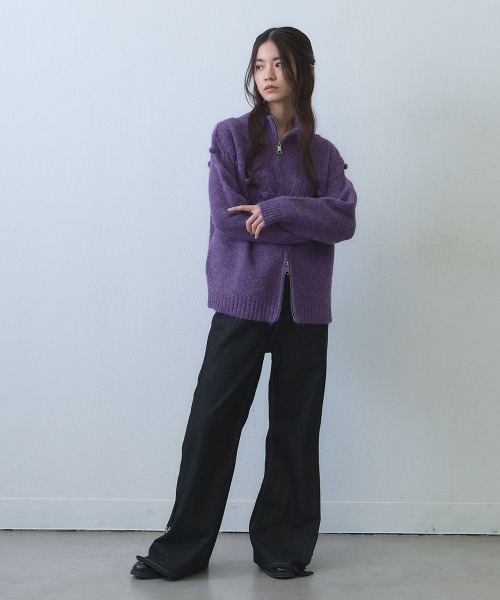 Clum(クルム)の「dimensional dot double zip knit / 立体ドットダブルジップニットカーディガン(ニット/セーター・レディース・パープル・FREE)」の7枚目の写真
