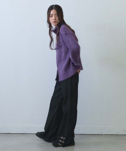 Clum(クルム)の「dimensional dot double zip knit / 立体ドットダブルジップニットカーディガン(ニット/セーター・レディース・パープル・FREE)」の8枚目の写真