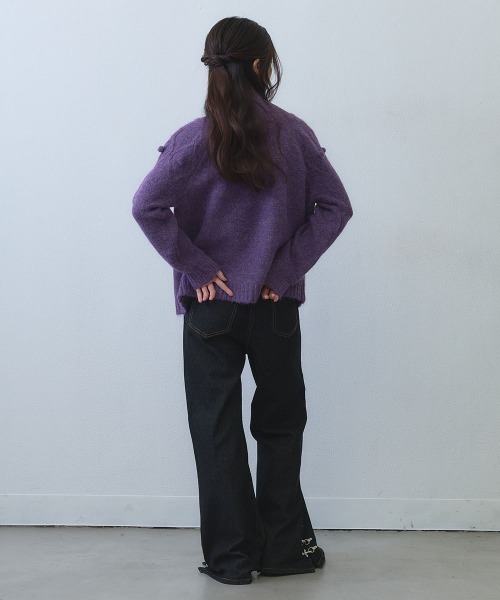 Clum(クルム)の「dimensional dot double zip knit / 立体ドットダブルジップニットカーディガン(ニット/セーター・レディース・パープル・FREE)」の10枚目の写真