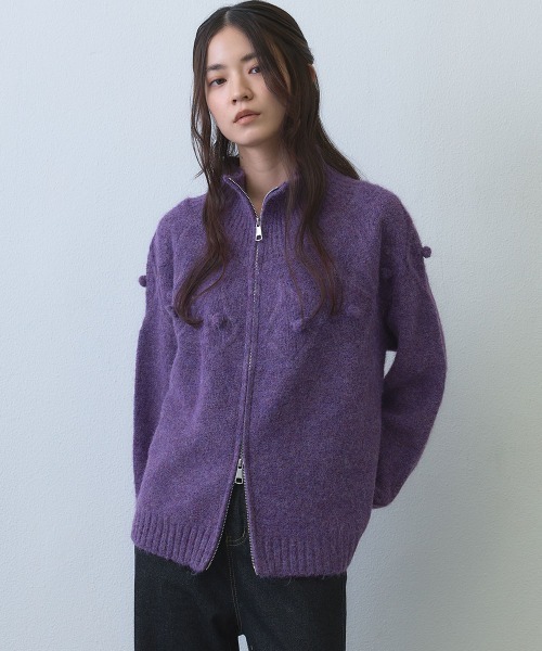 Clum(クルム)の「dimensional dot double zip knit / 立体ドットダブルジップニットカーディガン(ニット/セーター・レディース・パープル・FREE)」の13枚目の写真