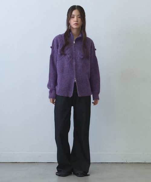 Clum(クルム)の「dimensional dot double zip knit / 立体ドットダブルジップニットカーディガン(ニット/セーター・レディース・パープル・FREE)」の14枚目の写真