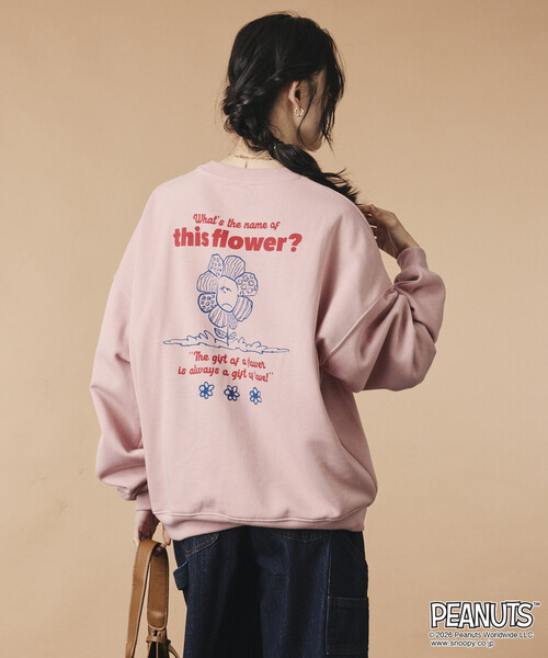 FREAK'S STORE(フリークスストア)の「限定展開 PEANUTS 別注 ビックシルエット フラワー スウェット(スウェット・メンズ・ピンク/グレー/ネイビー/チャコールグレー・SMALL/LARGE/MEDIUM)」の6枚目の写真