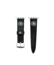 Turquoise Concho Leather Smartwatch Band Black