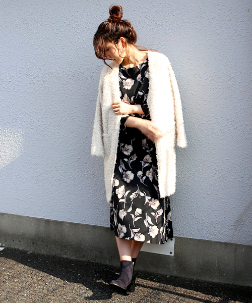 Bab Bou Jeloud（バブブージュルード）の「【WEB限定】ポピー柄サイドプリーツヘムフレアスカート(サッシュベルト付き)（スカート・レディース・アイボリー/ブラック/グリーン・38）」の6枚目の写真