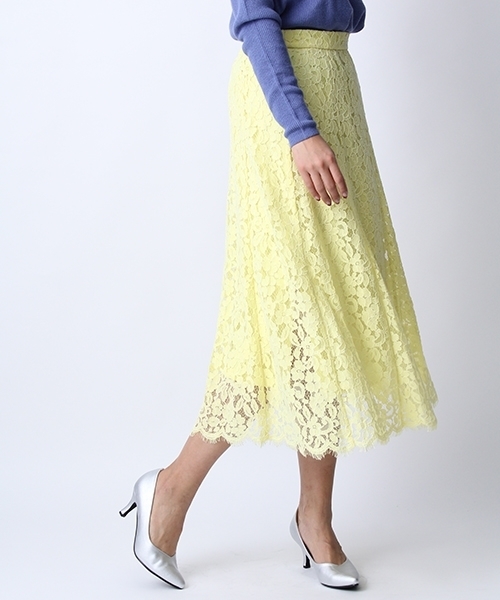 Andemiu（アンデミュウ）の「レースフレアミディスカート748735（スカート・レディース・ホワイト/イエロー/ネイビー・FREE）」の3枚目の写真