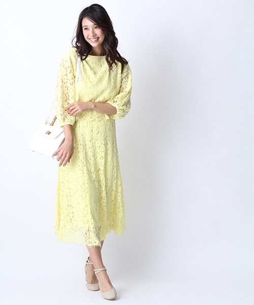 Andemiu（アンデミュウ）の「レースフレアミディスカート748735（スカート・レディース・ホワイト/イエロー/ネイビー・FREE）」の5枚目の写真