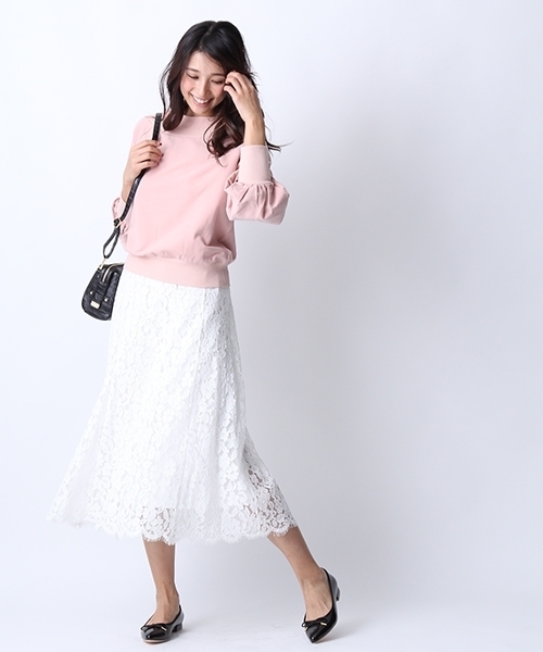 Andemiu（アンデミュウ）の「レースフレアミディスカート748735（スカート・レディース・ホワイト/イエロー/ネイビー・FREE）」の13枚目の写真