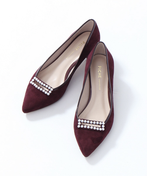 PICHE ABAHOUSE（ピシェ アバハウス）の「パールチャンキーヒールパンプス（パンプス・レディース・ブラック/ピンクベージュ/その他/ボルドー・39/36/37/38/35/34/40）」の4枚目の写真