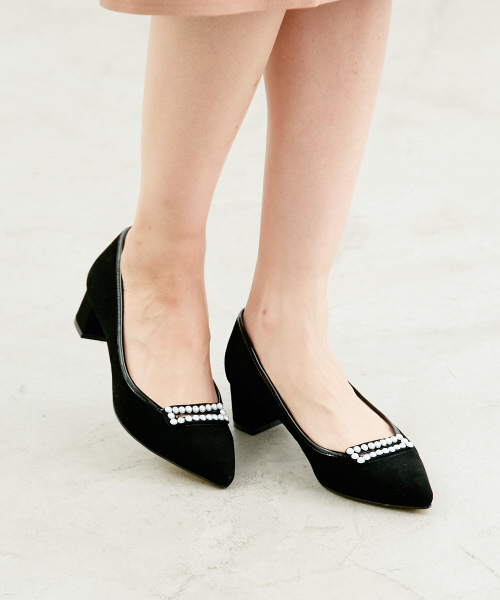 PICHE ABAHOUSE（ピシェ アバハウス）の「パールチャンキーヒールパンプス（パンプス・レディース・ブラック/ピンクベージュ/その他/ボルドー・39/36/37/38/35/34/40）」の5枚目の写真