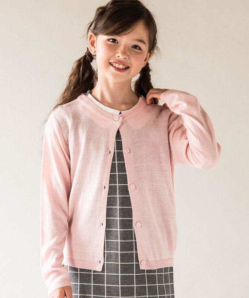 Catherine Cottage(キャサリンコテージ)の「ウォッシャブルニット ラウンドネックカーディガン(カーディガン/ボレロ・キッズ・ホワイト/ネイビー/グレー/サックスブルー/ピンク/イエロー/グリーン/ライラック・140/150/160/130/110/120)」の8枚目の写真