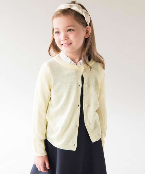 Catherine Cottage(キャサリンコテージ)の「ウォッシャブルニット ラウンドネックカーディガン(カーディガン/ボレロ・キッズ・ホワイト/ネイビー/グレー/サックスブルー/ピンク/イエロー/グリーン/ライラック・140/150/160/130/110/120)」の10枚目の写真