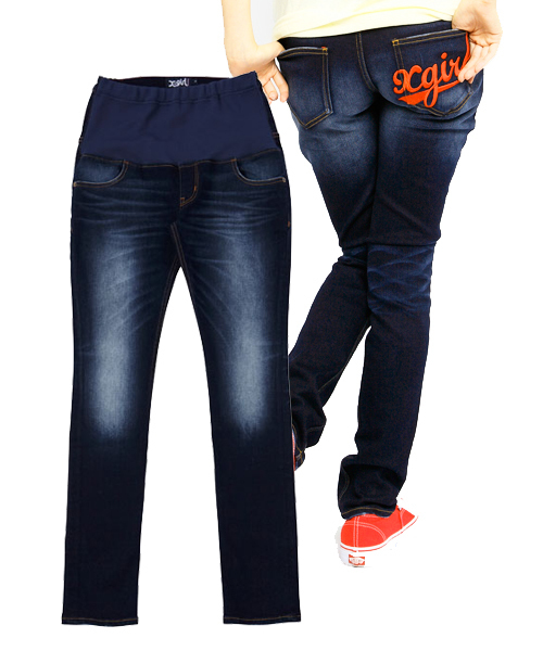 X-girl Stages（エックスガールステージス）の「EMBROIDERED POCKET JEANS（マタニティウェア/グッズ・キッズ・インディゴブルー/ライトインディゴブルー・X-SMALL/SMALL/MEDIUM）」の2枚目の写真
