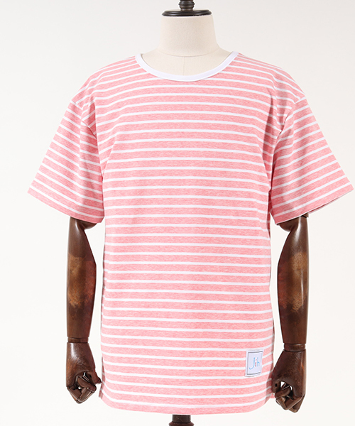 Jih Nunc（ジーヌンク）の「msw460-オーバーサイズミニ裏毛ボーダースウェット（スウェット・メンズ・グレー/ブルー/ネイビー/レッド・L/M/S）」の6枚目の写真