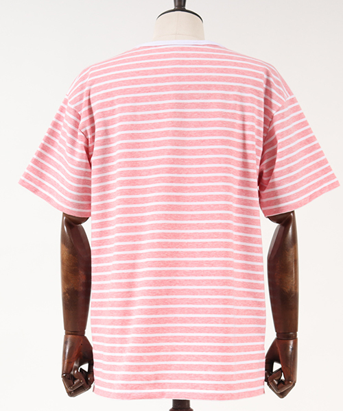 Jih Nunc（ジーヌンク）の「msw460-オーバーサイズミニ裏毛ボーダースウェット（スウェット・メンズ・グレー/ブルー/ネイビー/レッド・L/M/S）」の9枚目の写真