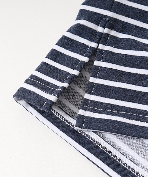 Jih Nunc（ジーヌンク）の「msw460-オーバーサイズミニ裏毛ボーダースウェット（スウェット・メンズ・グレー/ブルー/ネイビー/レッド・L/M/S）」の18枚目の写真