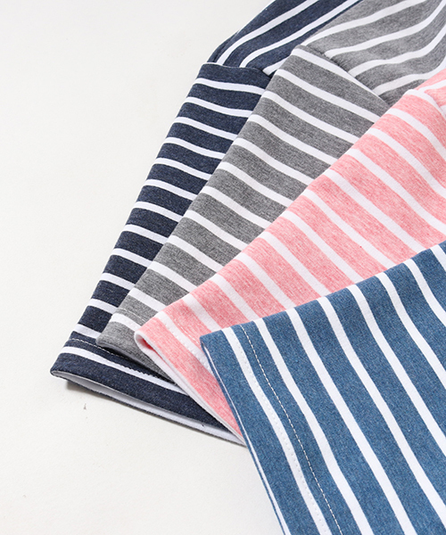 Jih Nunc（ジーヌンク）の「msw460-オーバーサイズミニ裏毛ボーダースウェット（スウェット・メンズ・グレー/ブルー/ネイビー/レッド・L/M/S）」の10枚目の写真