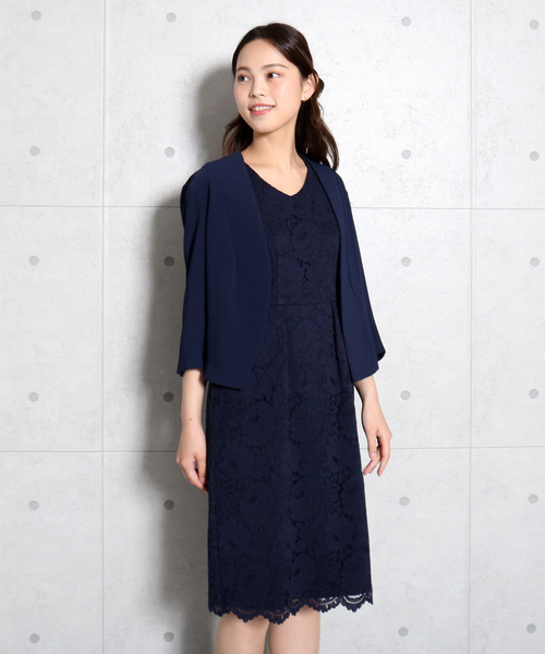 MARLENE JOBERT（マルレーヌ　ジョベル）の「ジャッケットワンピース セットアップ（ドレス・レディース・オフホワイト/ブラック/ネイビー・LL/M/L）」の3枚目の写真