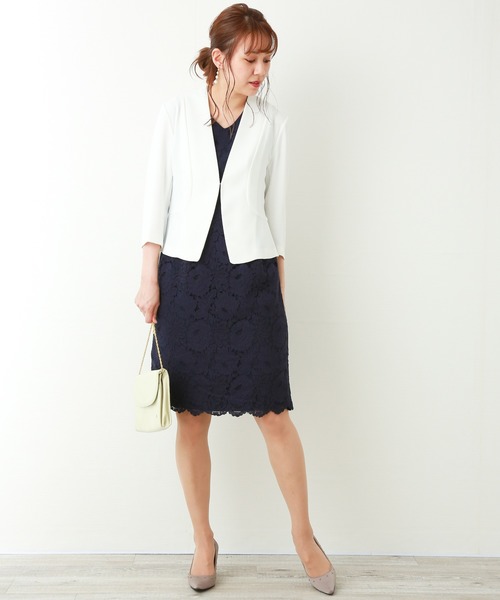 MARLENE JOBERT（マルレーヌ　ジョベル）の「ジャッケットワンピース セットアップ（ドレス・レディース・オフホワイト/ブラック/ネイビー・LL/M/L）」の18枚目の写真