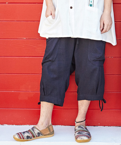 チャイハネ（チャイハネ）の「【チャイハネ】yul 無地コットン変形ハーフサルエルパンツ（その他パンツ・メンズ・ホワイト/ブラック/ベージュ/ブルー/グリーン/カーキ/マスタード・FREE）」の3枚目の写真