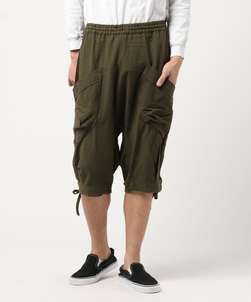 チャイハネ（チャイハネ）の「【チャイハネ】yul 無地コットン変形ハーフサルエルパンツ（その他パンツ・メンズ・ホワイト/ブラック/ベージュ/ブルー/グリーン/カーキ/マスタード・FREE）」の4枚目の写真