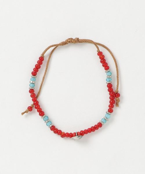 チャイハネ(チャイハネ)の「【チャイハネ】ビーズ&コンチョMEN'Sアンクレット(アンクレット・メンズ・ブルー/レッド/ターコイズブルー/ホワイト・FREE)」の1枚目の写真