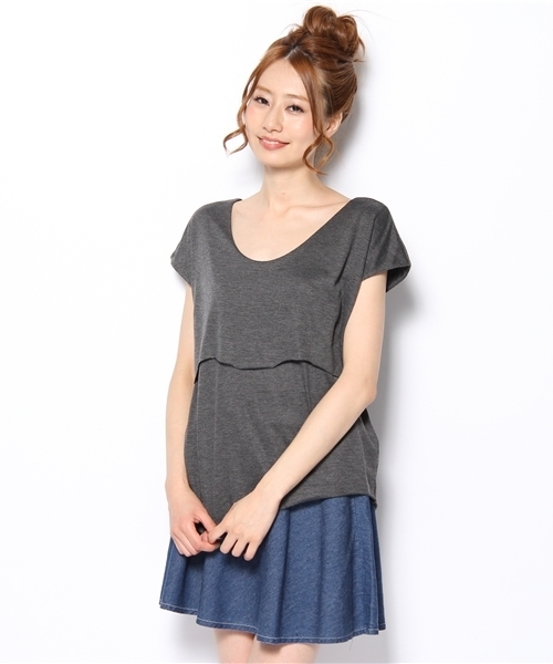 CIAOPANIC（チャオパニック）の「【Ciaopanic】アシメヘムPO（Tシャツ/カットソー・レディース・ホワイト/オフホワイト/チャコールグレー・FREE）」の3枚目の写真