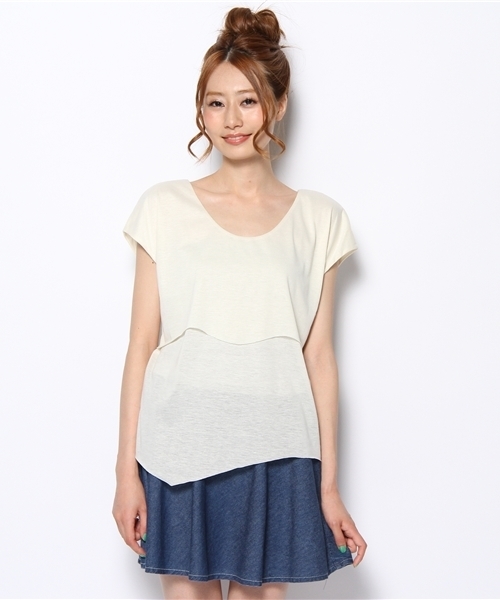 CIAOPANIC（チャオパニック）の「【Ciaopanic】アシメヘムPO（Tシャツ/カットソー・レディース・ホワイト/オフホワイト/チャコールグレー・FREE）」の4枚目の写真