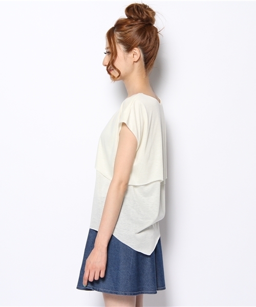 CIAOPANIC（チャオパニック）の「【Ciaopanic】アシメヘムPO（Tシャツ/カットソー・レディース・ホワイト/オフホワイト/チャコールグレー・FREE）」の8枚目の写真