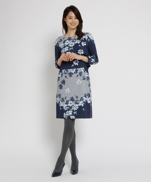 Sunauna(スーナウーナ)の「【洗える】起毛フラワーワンピース(ワンピース・レディース・ネイビー/オレンジ・36/38/40)」の10枚目の写真